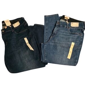 a.n.a Women's Mid Rise Skinny Jeans in Dark and Medium Blue Sz 24w